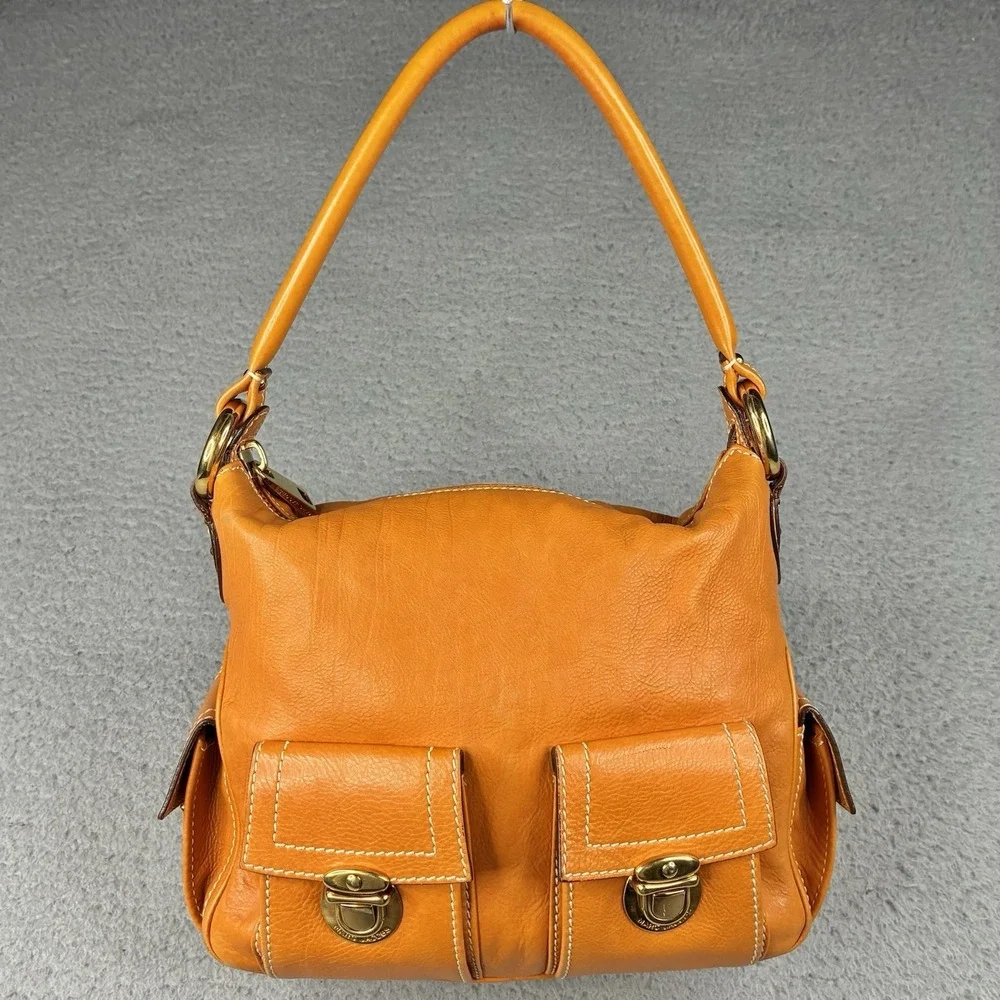 Marc Jacobs Blake Hobo Shoulder Bag Tan Leather Multi Pocket Gilmore Style Italy